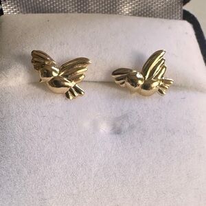 14k Yellow Gold Bird Stud Earrings - 1/4”